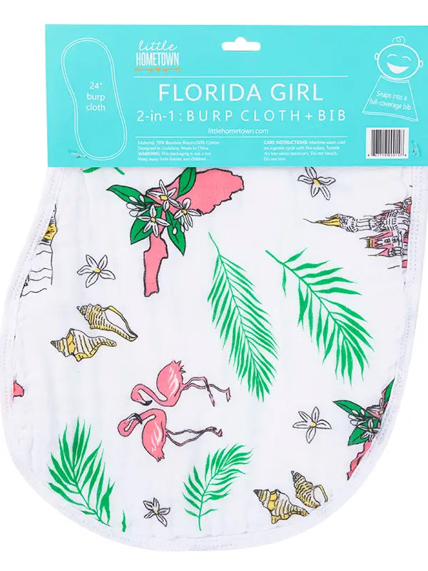 Florida Girl Burp Cloth and Bib Combo