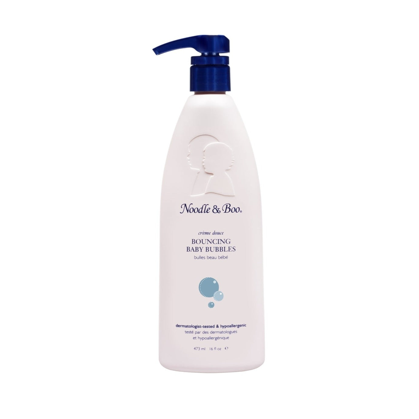Bottle of Noodle & Boo baby product on a white background