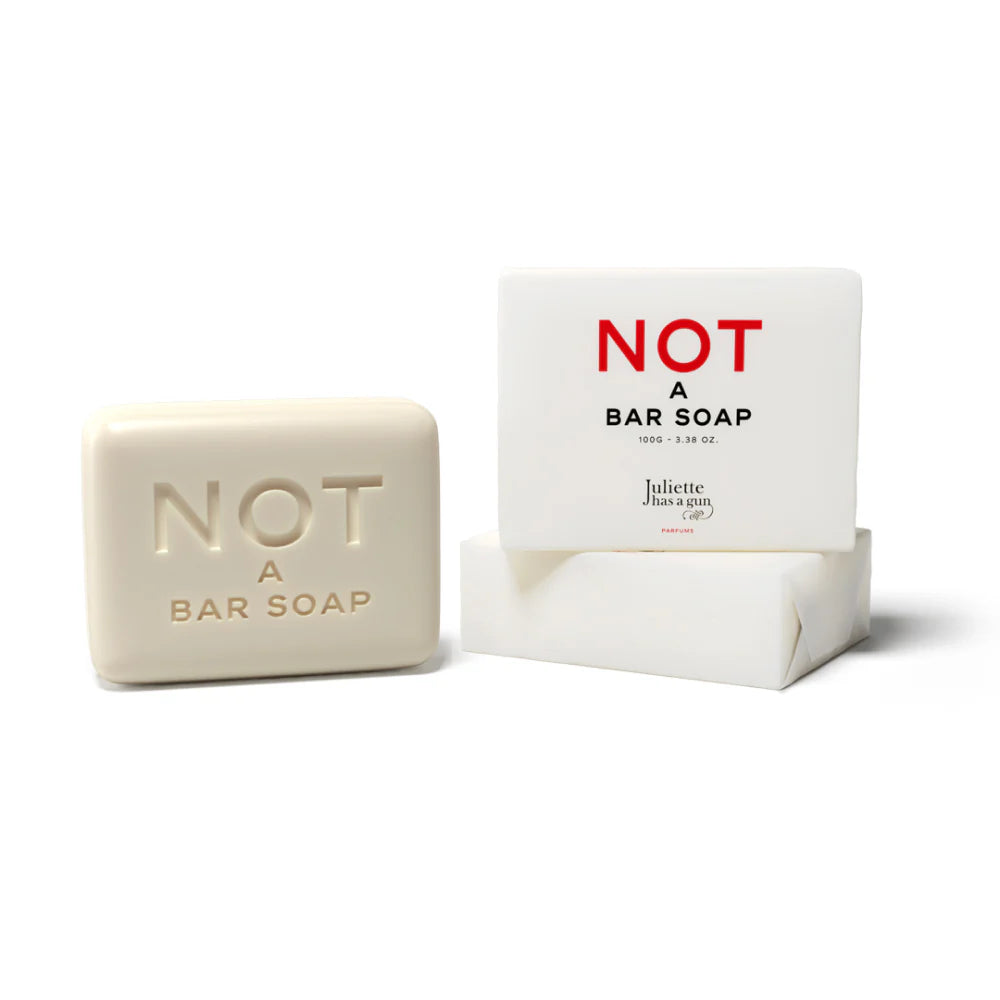 Juliette Has A Gun Not A Bar Soap, available at Rafa Natural. Soap shown in packaging, and without.