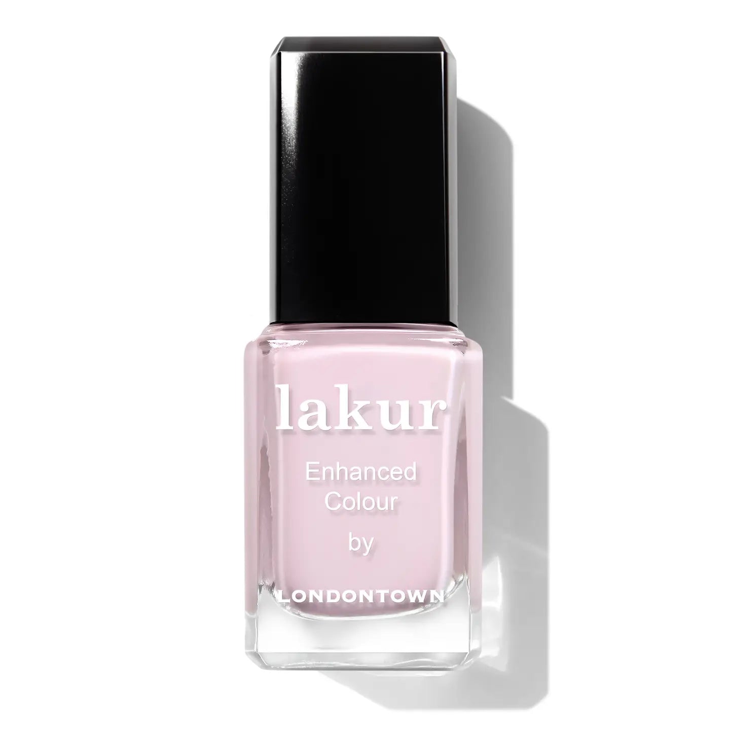 Lakur nail polish bottle with black cap on a white background