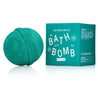 Green bath bomb with packaging on a white background