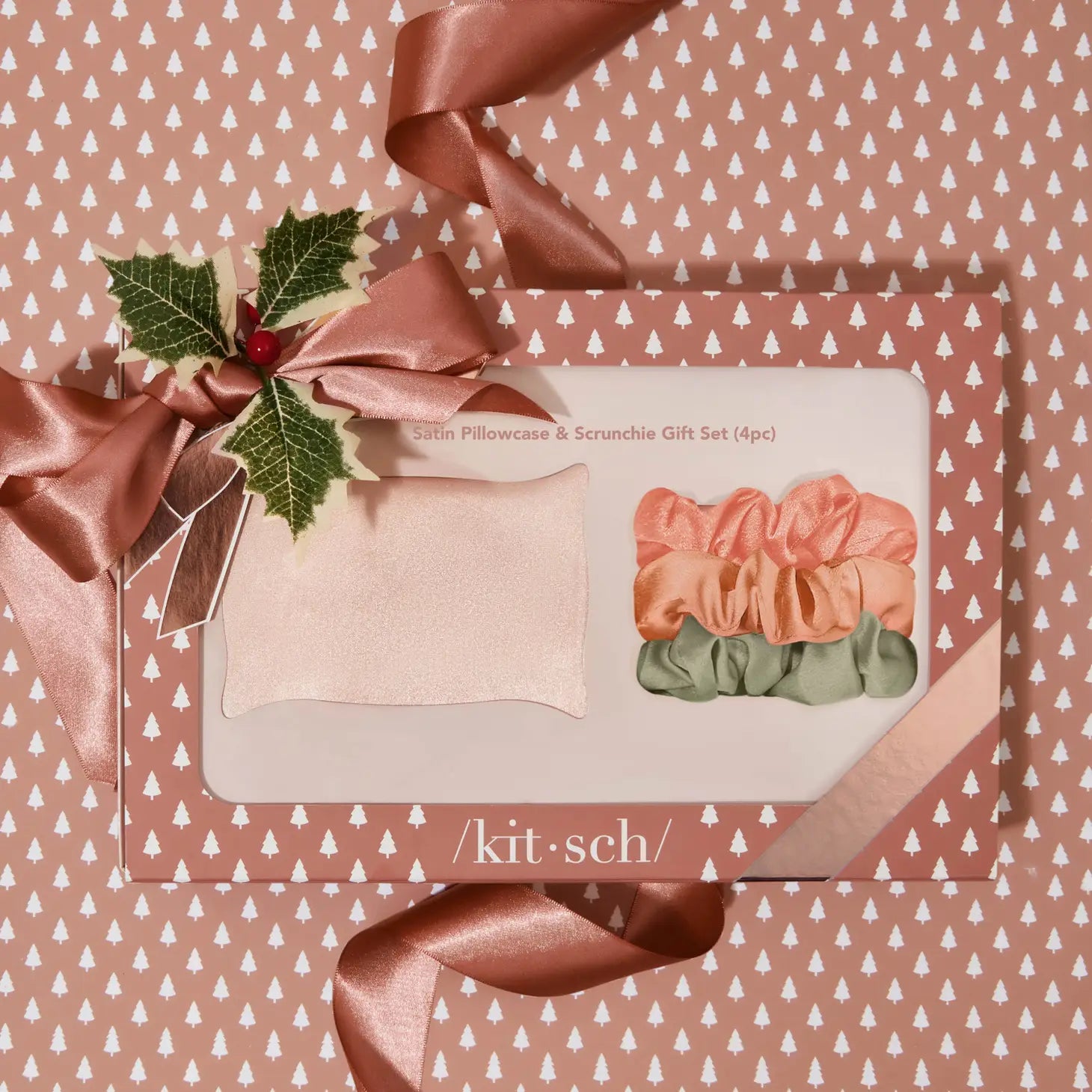Kitsch Holiday Satin Pillowcase & Scrunchie 4pc. Gift Set