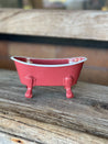 Red with White Rim Bathtub Soap Dish