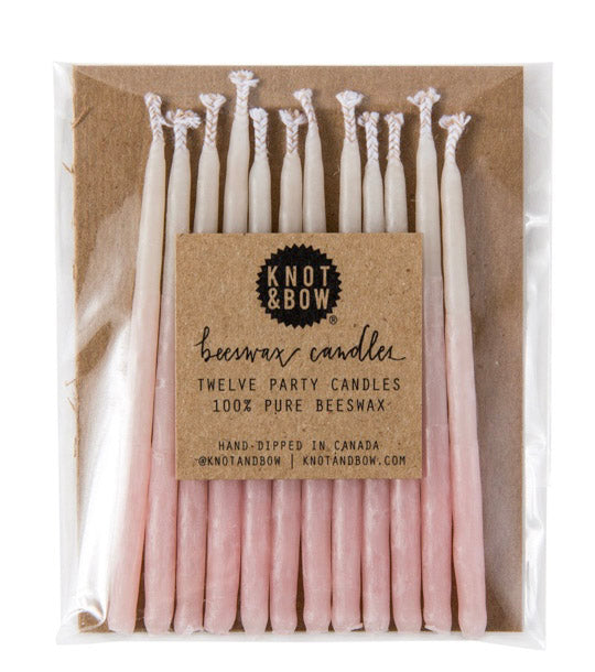 12 Pack Pink Ombre Beeswax Candles by Knot and Bow