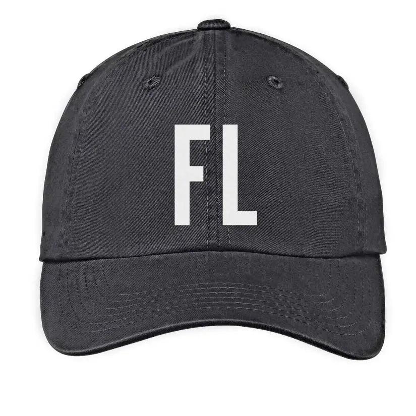 Black 'FL' Florida Baseball Cap by Frankie Jean