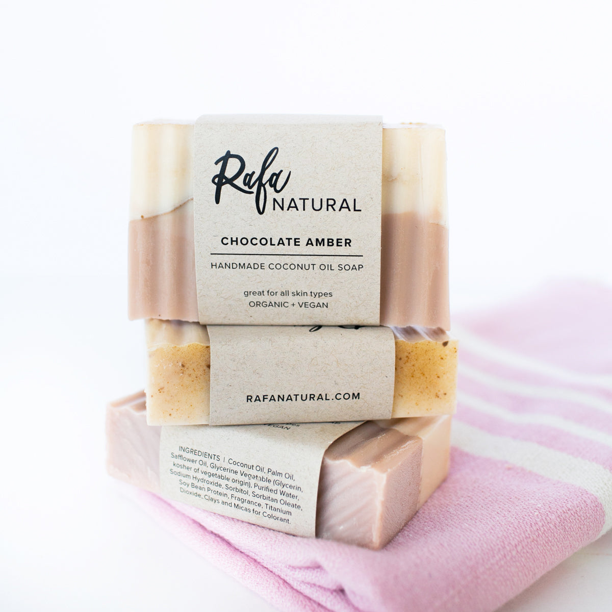 Chocolate Amber Coconut Oil Bar Soap by Rafa Natural