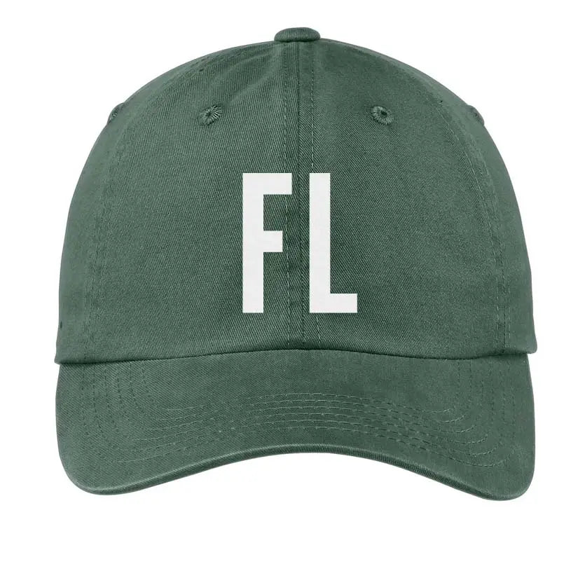 Green 'FL' Florida Baseball Cap by Frankie Jean