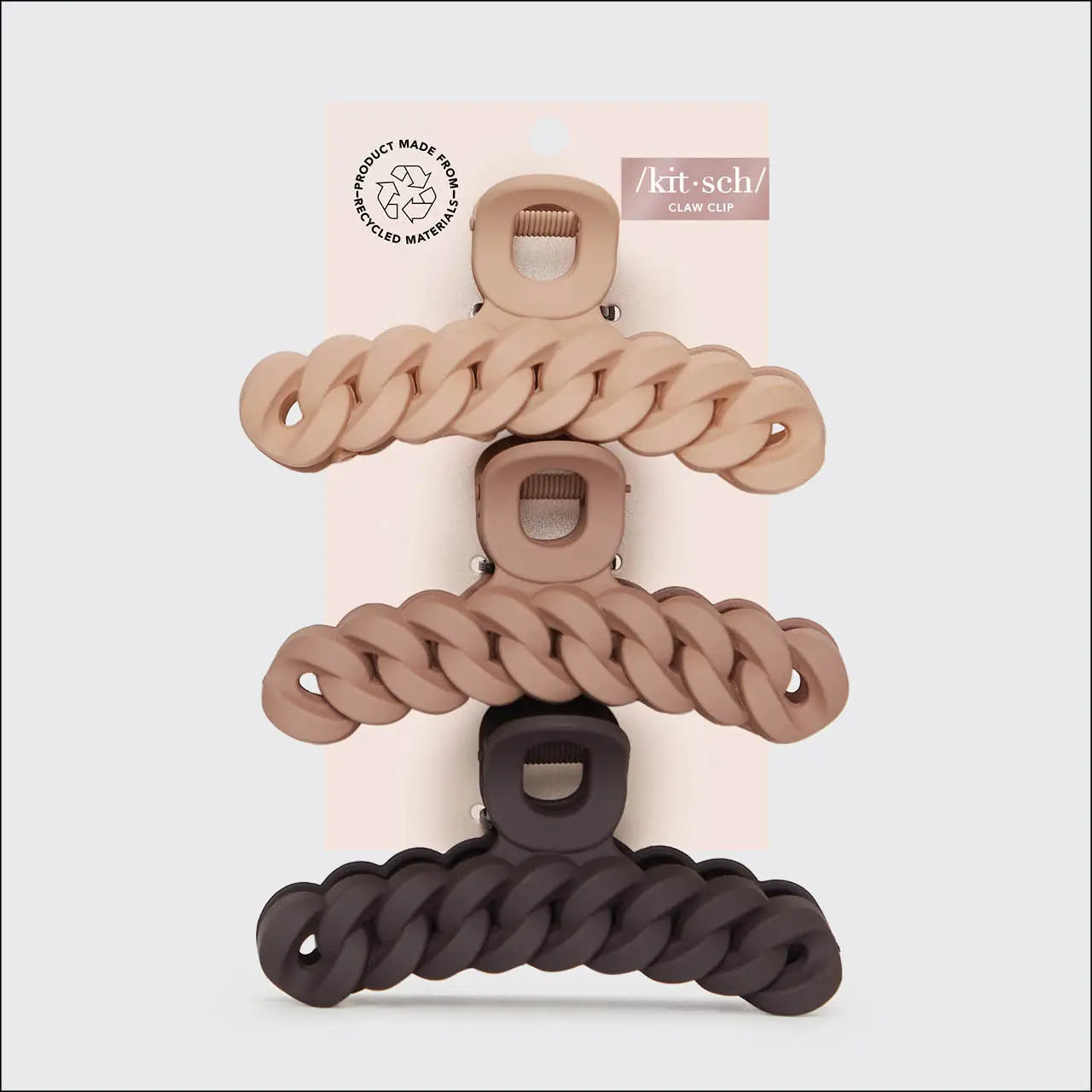 Neutral Eco-Friendly 3pc. Chain Claw Clips by Kitsch