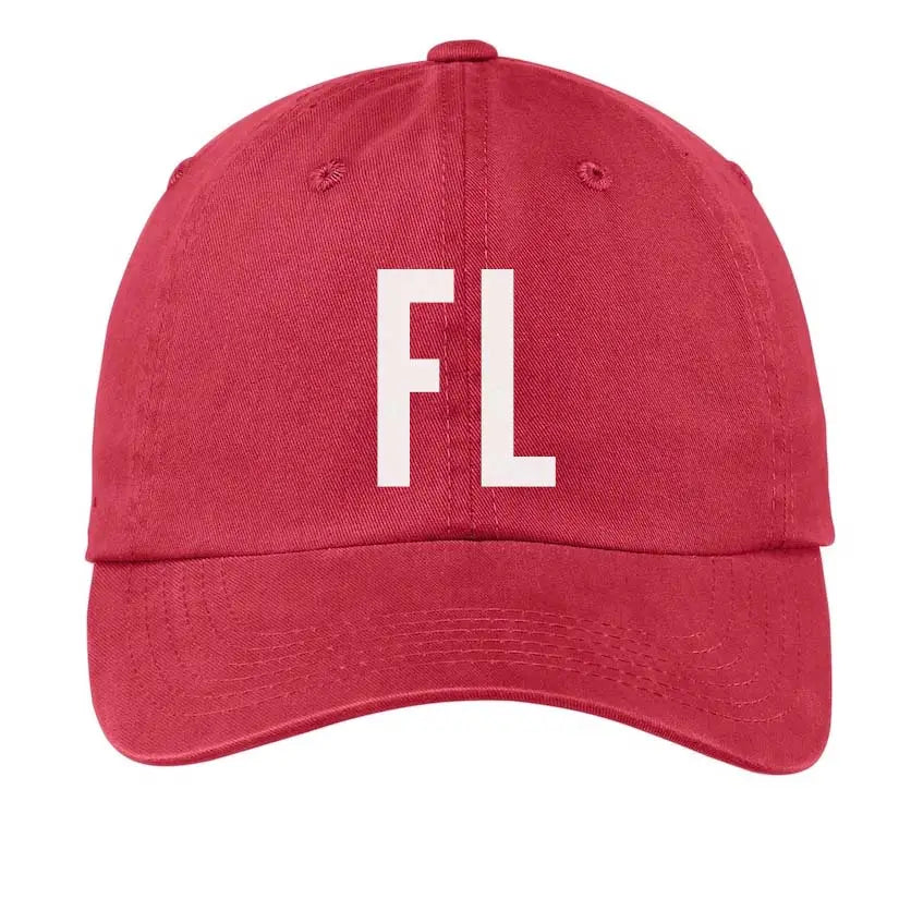 Red 'FL' Florida Baseball Cap by Frankie Jean