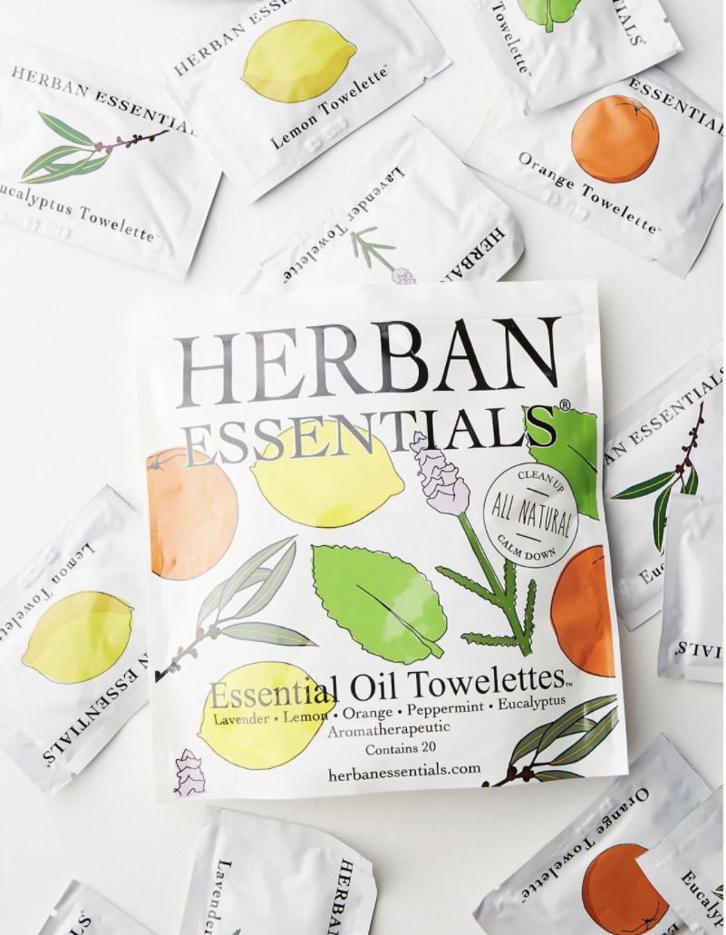 Pack of 20 Assorted Essential Oil Towelettes by Herban Essentials