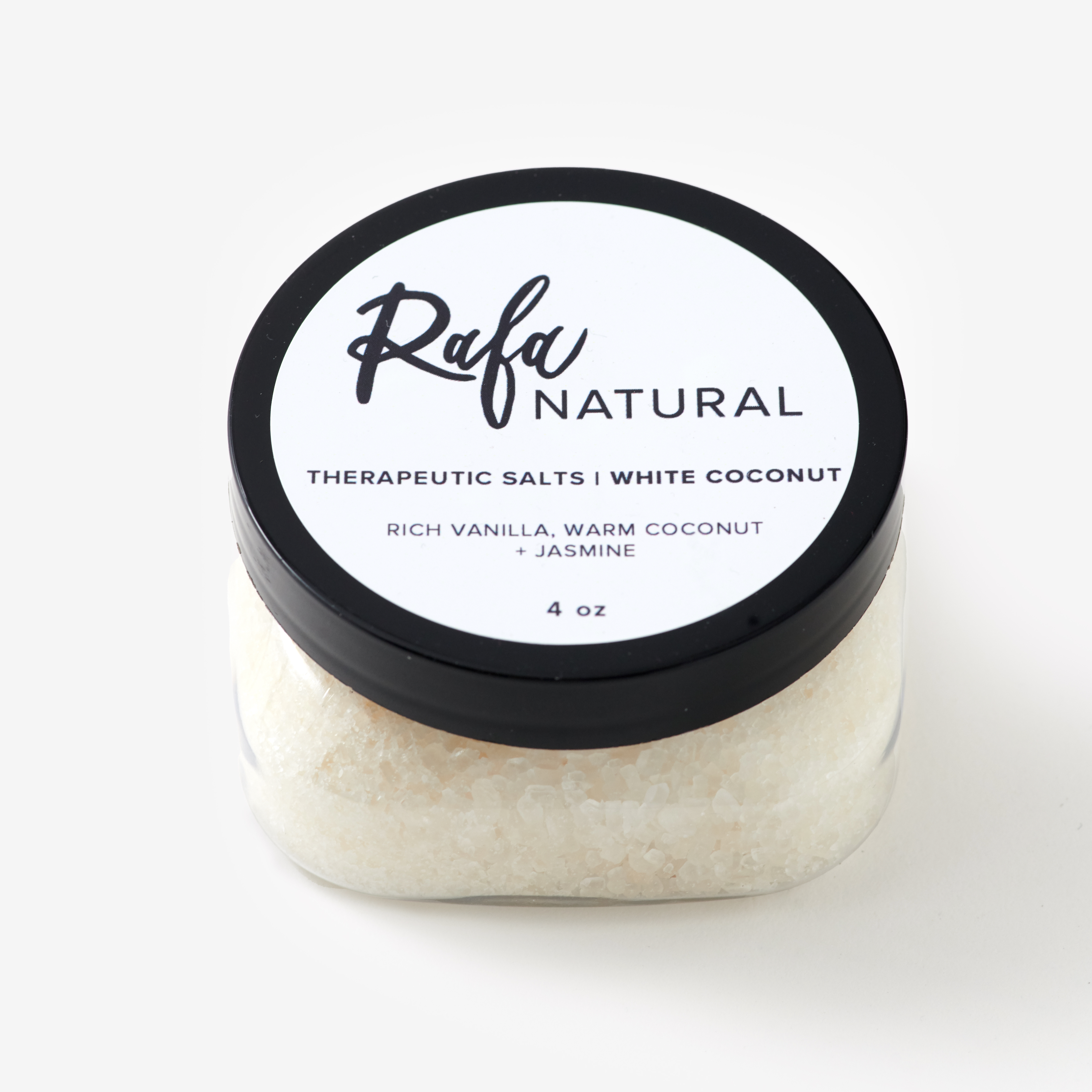 White Coconut Bath Salts 4oz. | Rafa Natural
