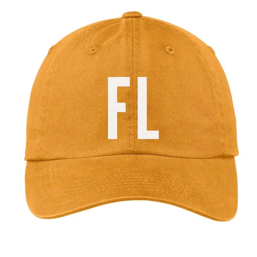 Yellow 'FL' Florida Baseball Cap by Frankie Jean