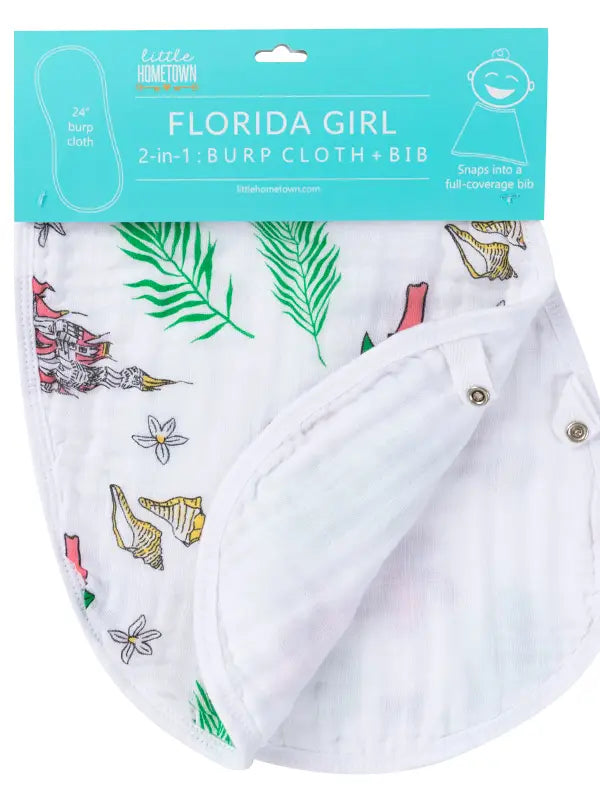 Florida Girl Burp Cloth and Bib Combo